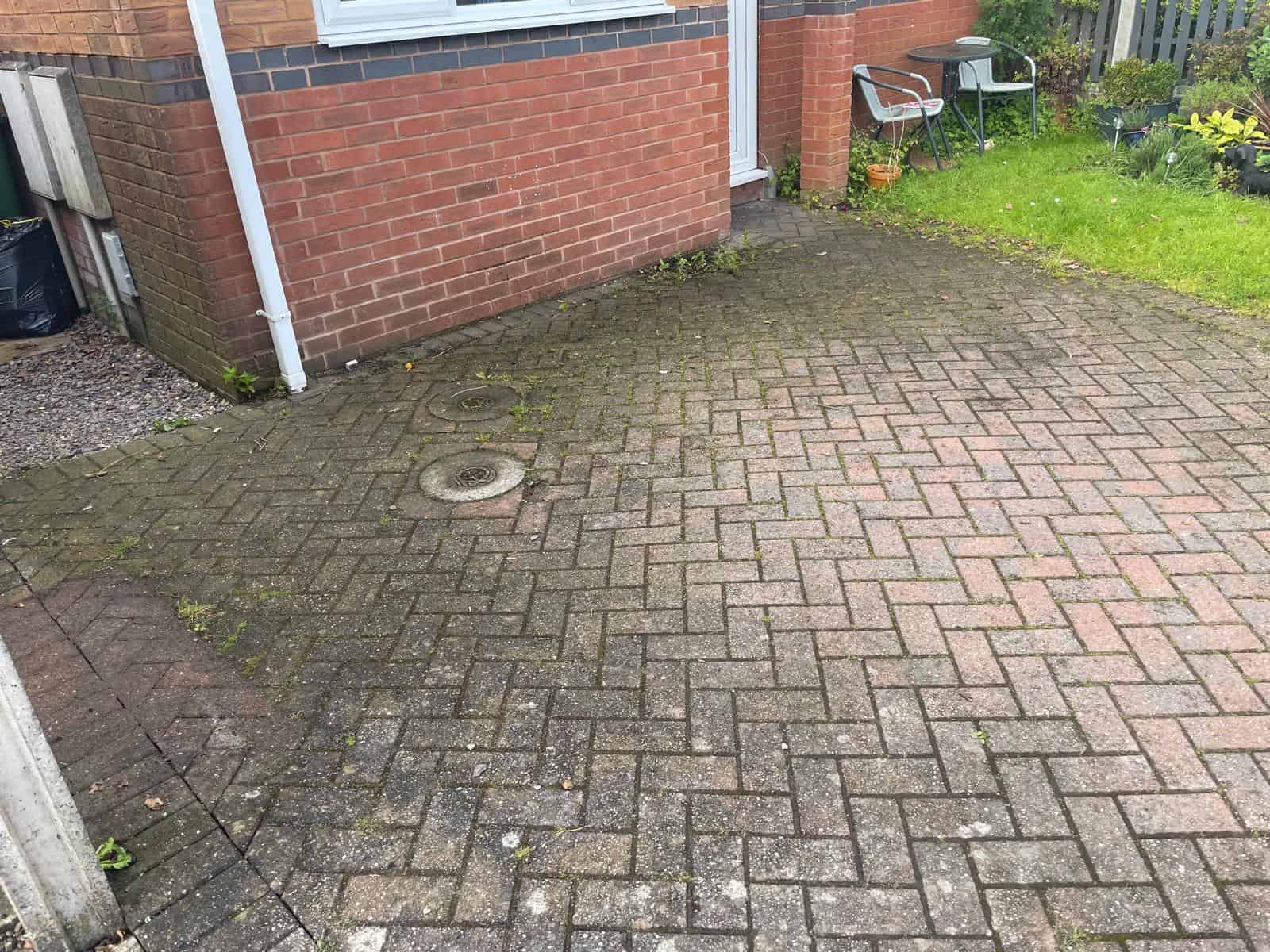 Driveway Cleaners Wimblebury 3 Block paving driveway before professional cleaning in Wimblebury WS12