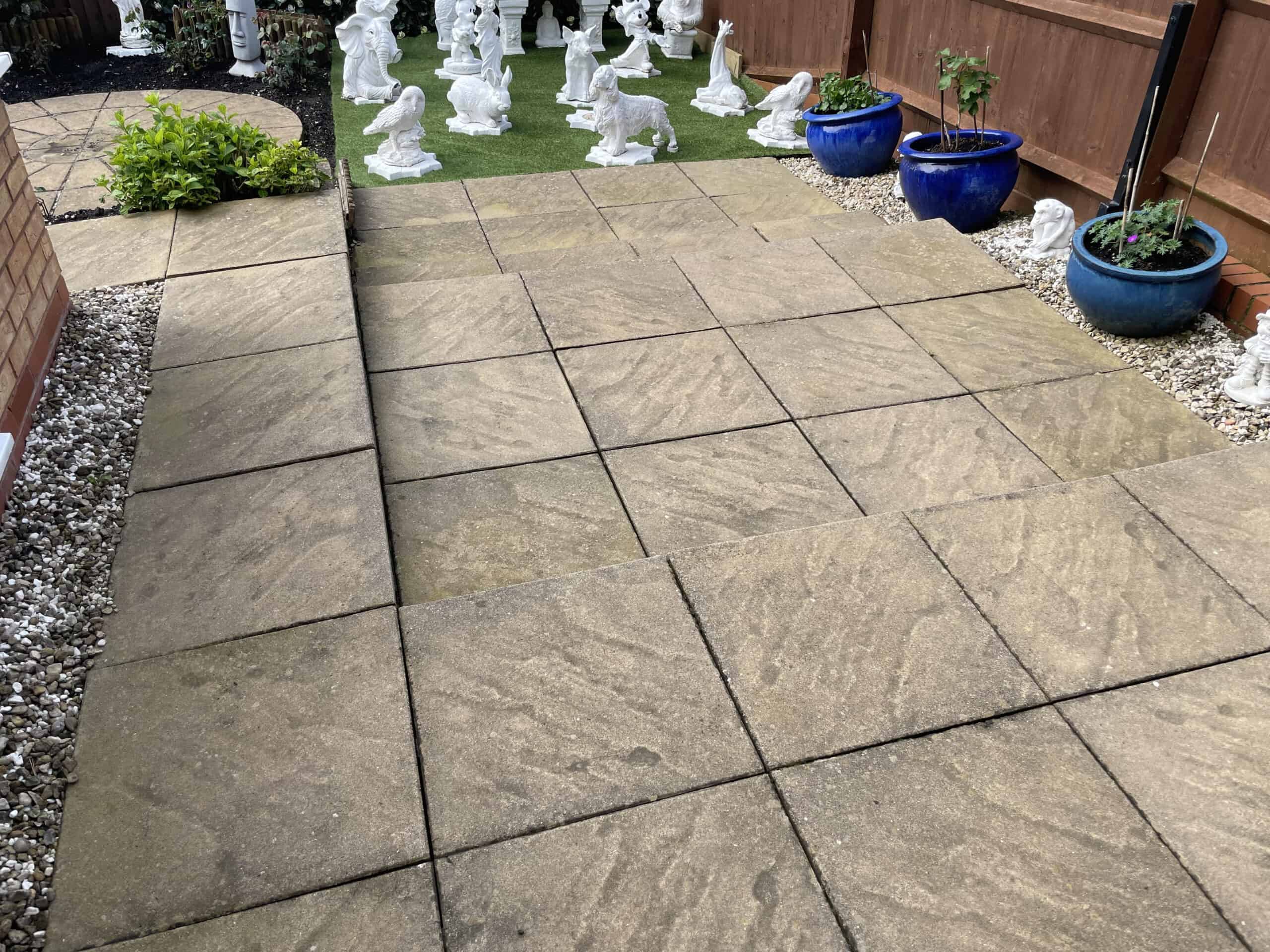 Patio Cleaners Hednesford 3 Patio before soft-wash restoration in Hednesford WS12