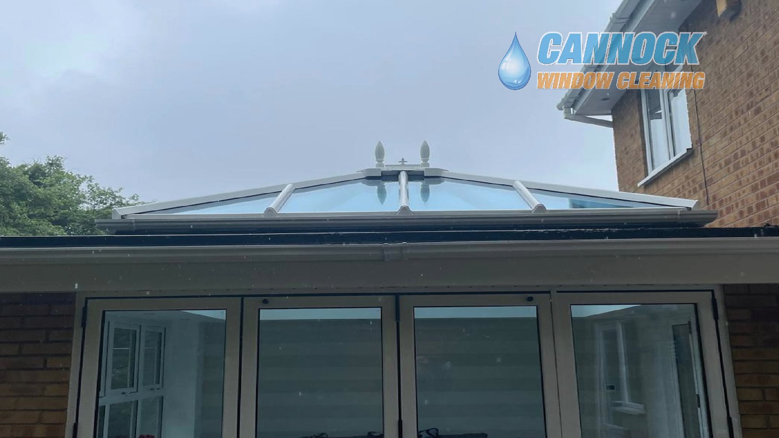 Orangery roof after professional cleaning maximum light restored Staffordshire