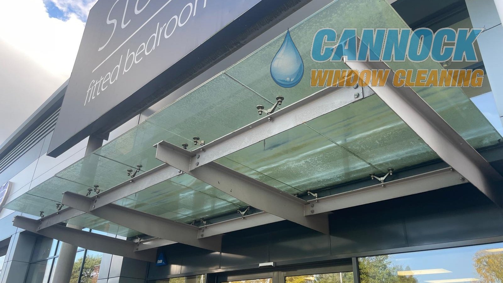Commercial window cleaning in Cannock, before the clean