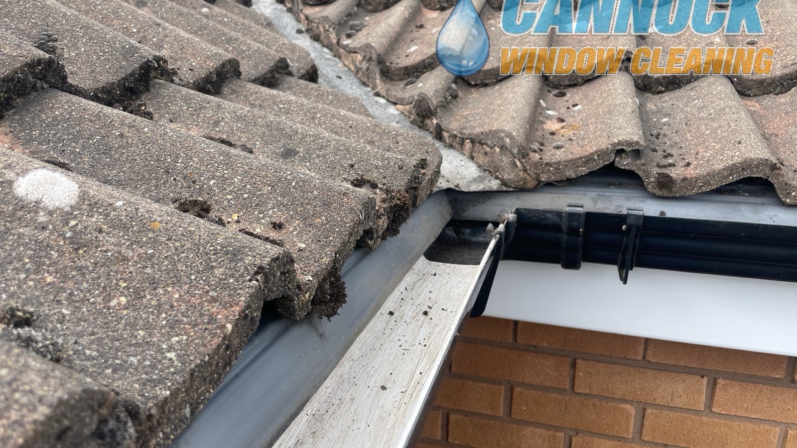 Gutter clearing in Cannock, after: gutter emptied, cleared and flow-tested