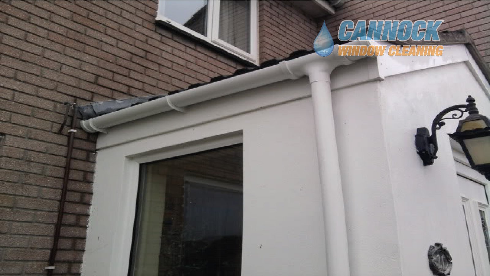 Gleaming white fascia and guttering after fascia and soffit cleaning