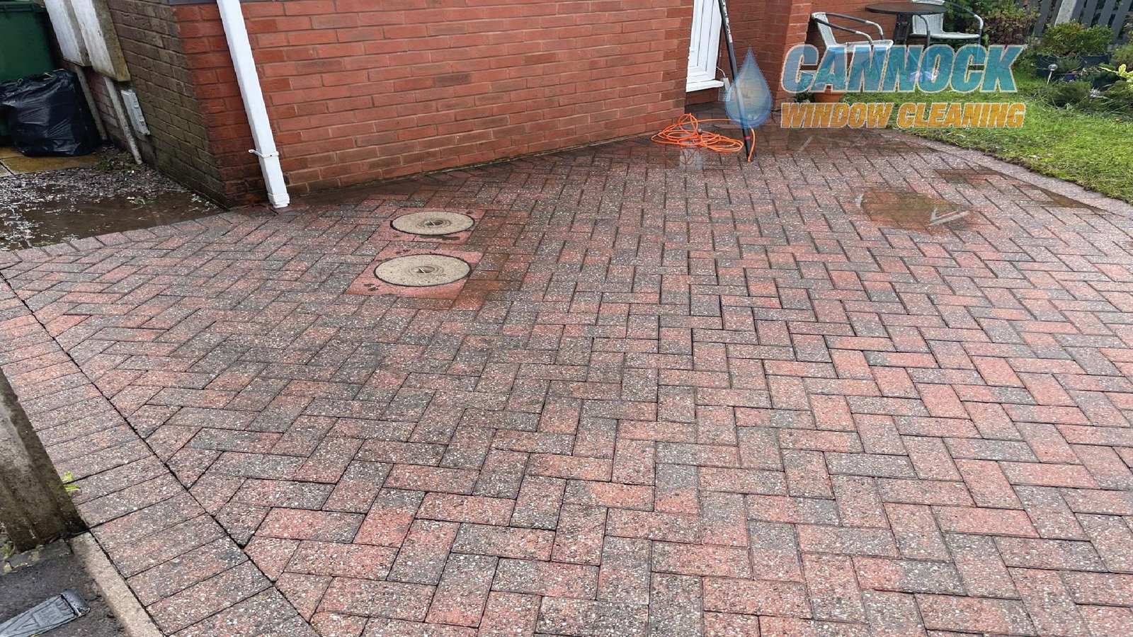 The same block paving drive clean and red again