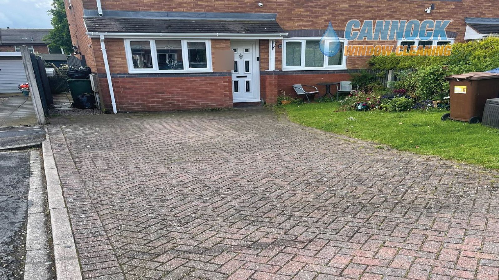 Block paving drive dull and grey before cleaning