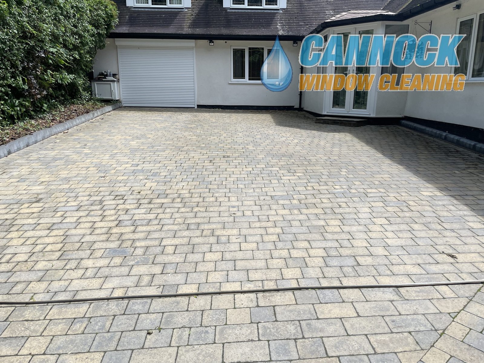 Buff block paving drive grey and faded before cleaning