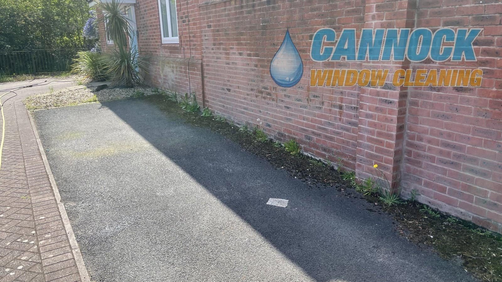 Tarmac drive grey and green before cleaning