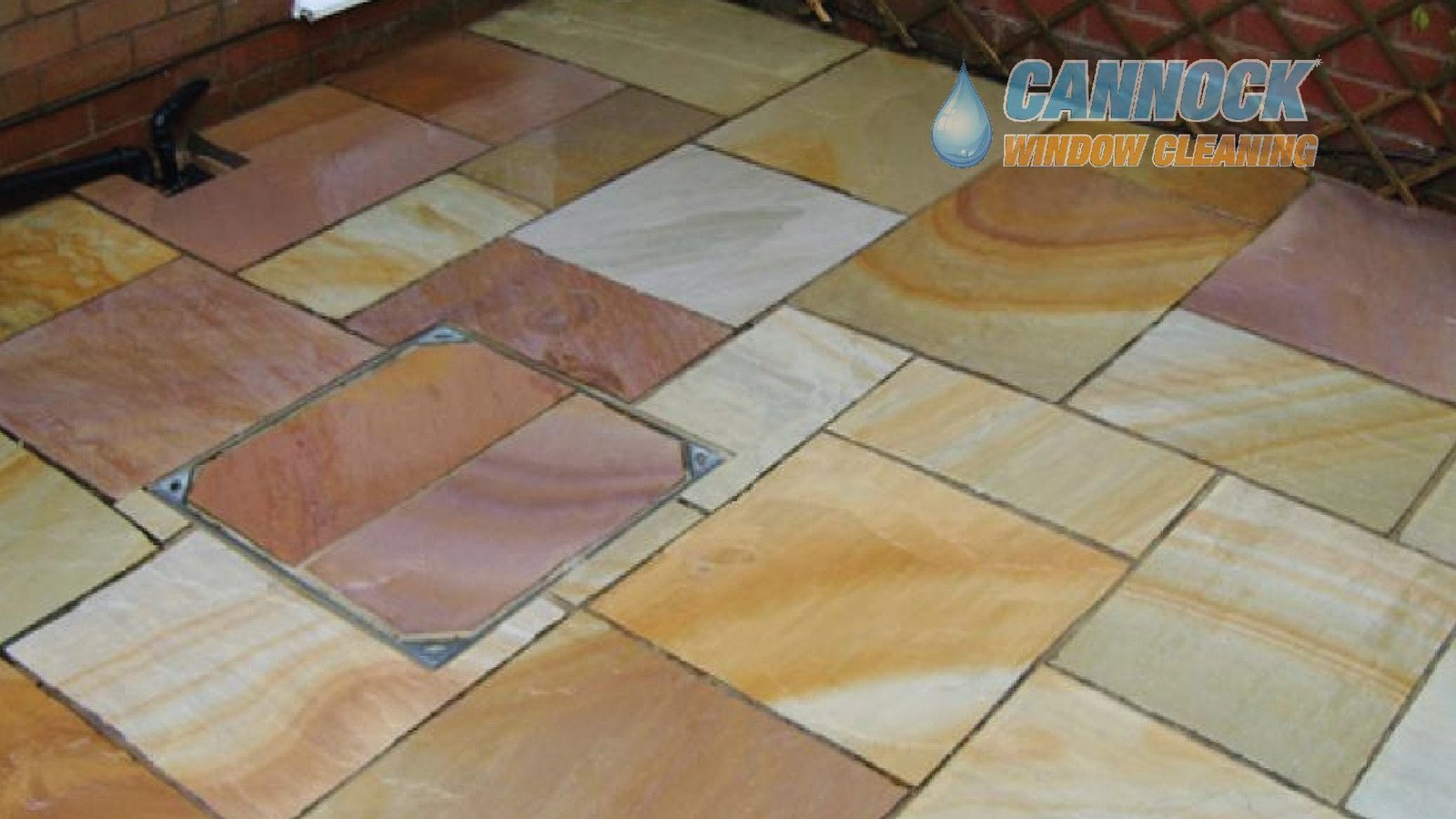 The same sandstone patio with its colours back